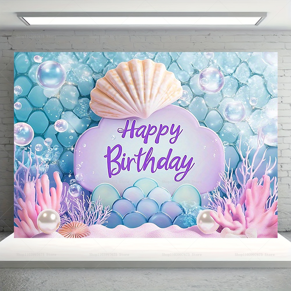 Car Accessories Banner - Mermaid Party Backdrops Children's Happy Birthday