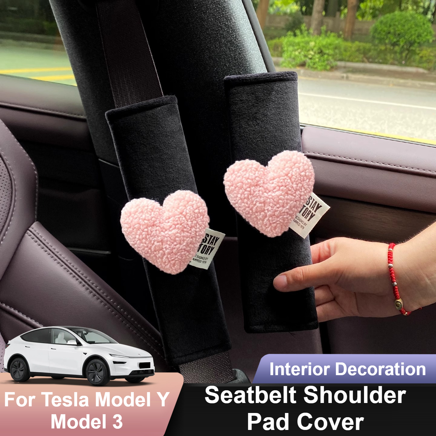 Car Accessories For Women - Seatbelt Shoulder Pad Cover for Tesla