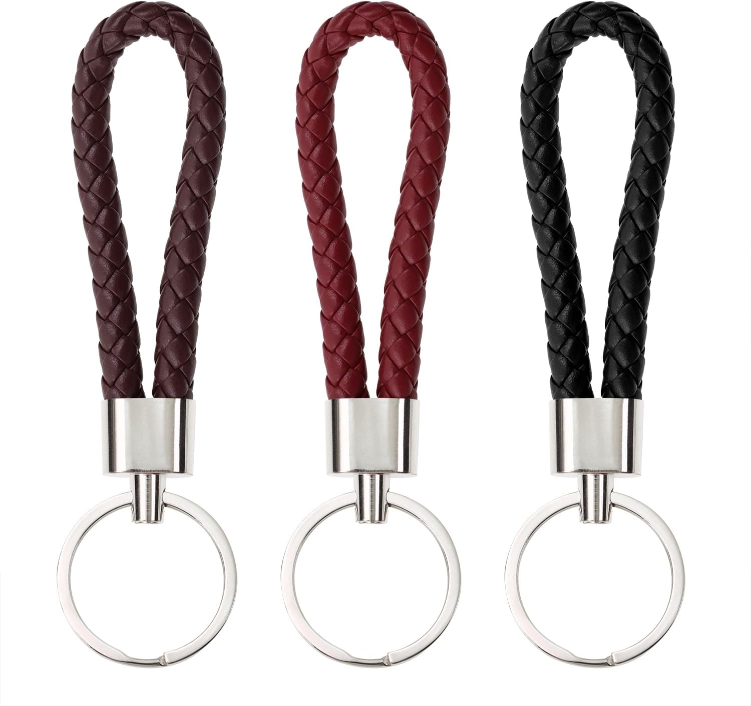 Car Accessories For Women - Braided Leather Key Fob Car Keychain