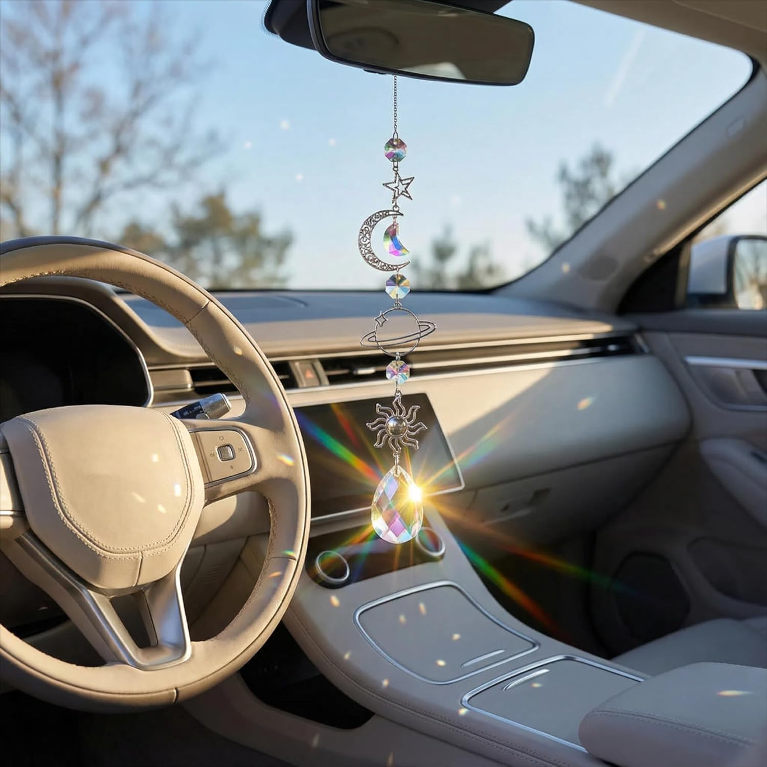 Colorful Crystal car Mirror Ha - Car Accessories For Women บทวิจารณ์และราคา