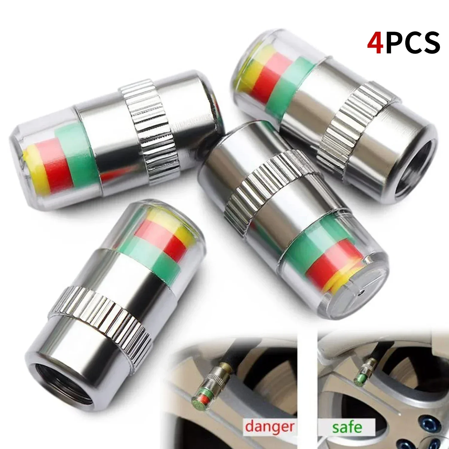 4/8PCS Car Tire Valve Caps wit - Tire Pressure Monitor บทวิจารณ์และราคา
