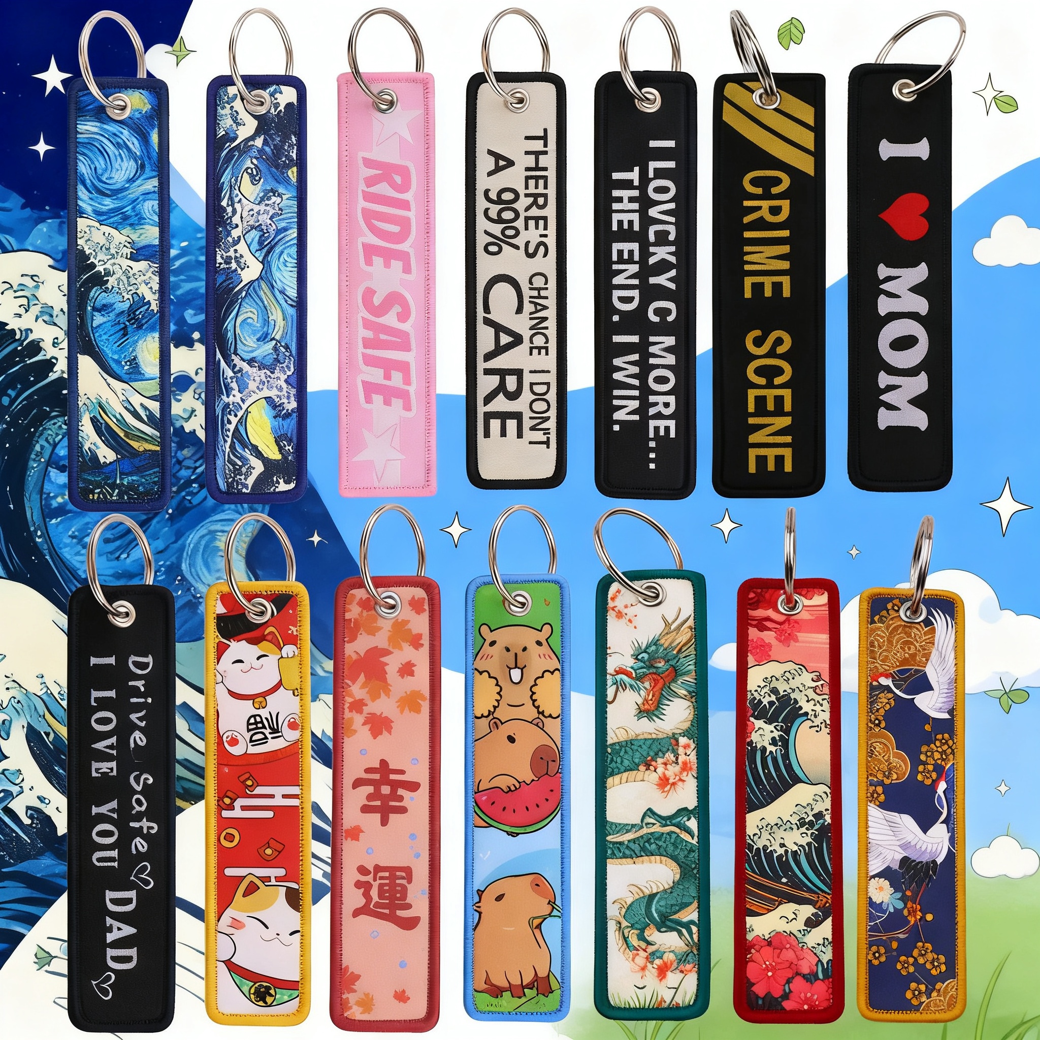 Van Gogh Embroidery Key Fobs K - Car Accessories For Women บทวิจารณ์และราคา