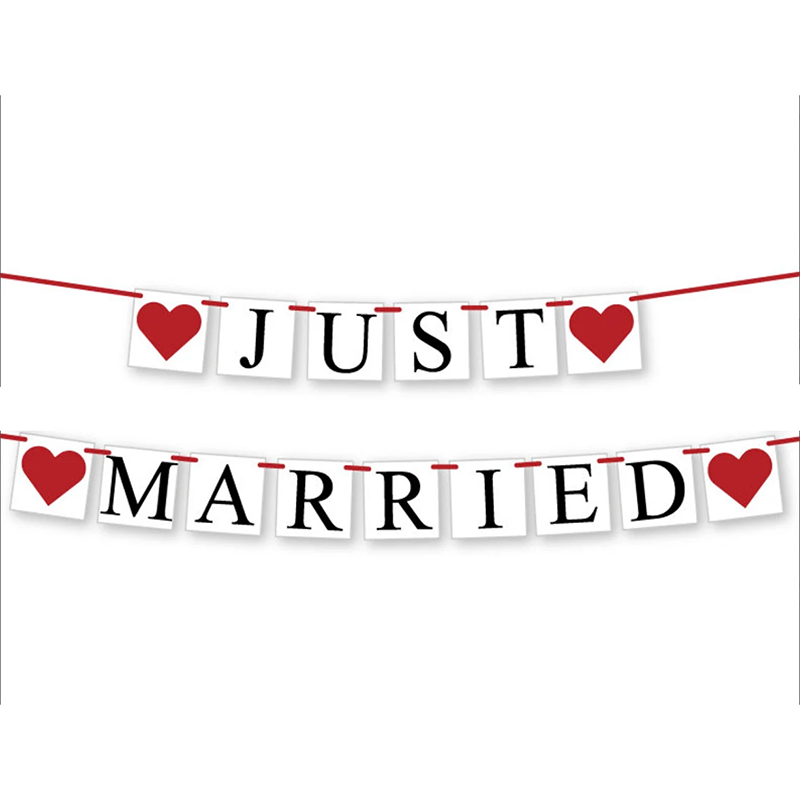JUST MARRIED Wedding Banner Se - Car Accessories Banner บทวิจารณ์และราคา