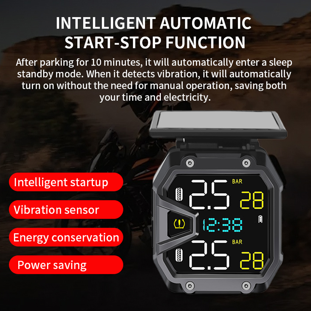 Motorcycle TPMS Solar Power Bi - Tire Pressure Monitor บทวิจารณ์และราคา