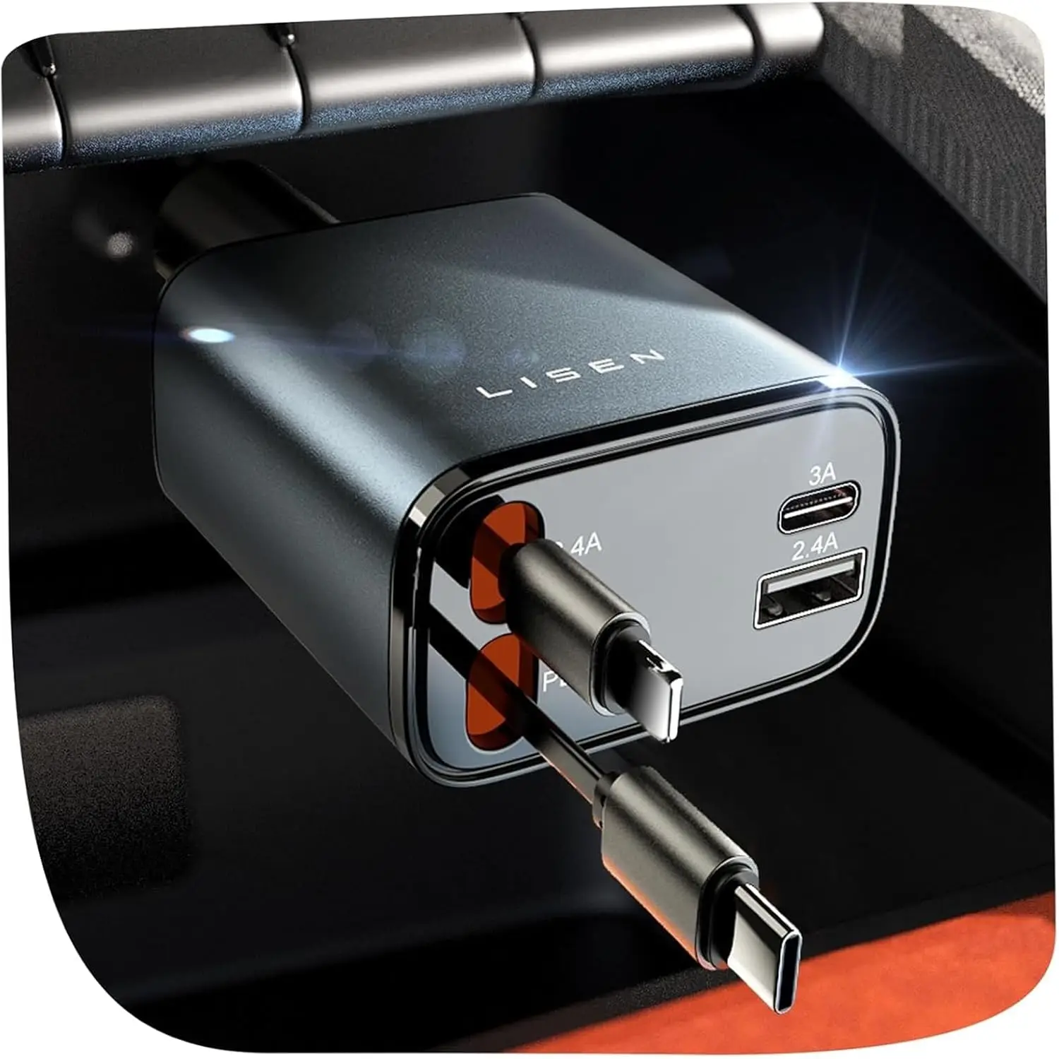 84W Retractable Car Charger, F - Car Accessories For Women บทวิจารณ์และราคา